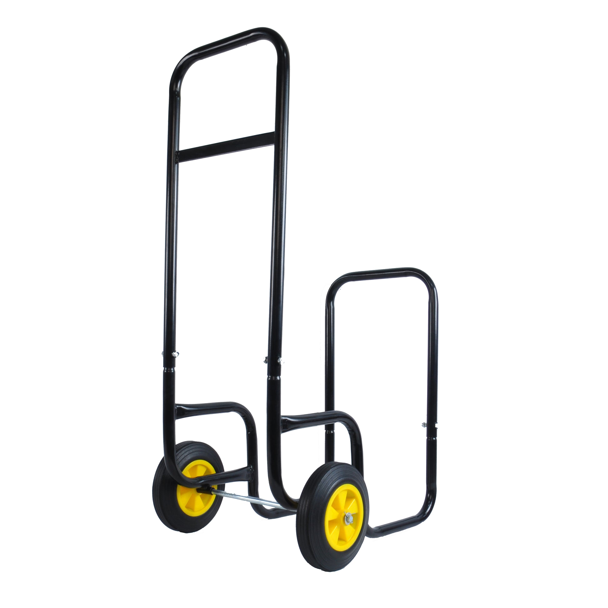 Firewood Log Cart Carrier Outdoor Or Indoor Black Steel Wood Rack Storage Mover Rolling Wheeled Metal Dolly Hauler Wood Moving Equipment Black Iron