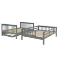 Stairway Full Over Full Bunk Bed With Twin Size Trundle, Storage And Guard Rail For Bedroom, Dorm Gray Old Sku :Lp001210Aae Gray Solid Wood