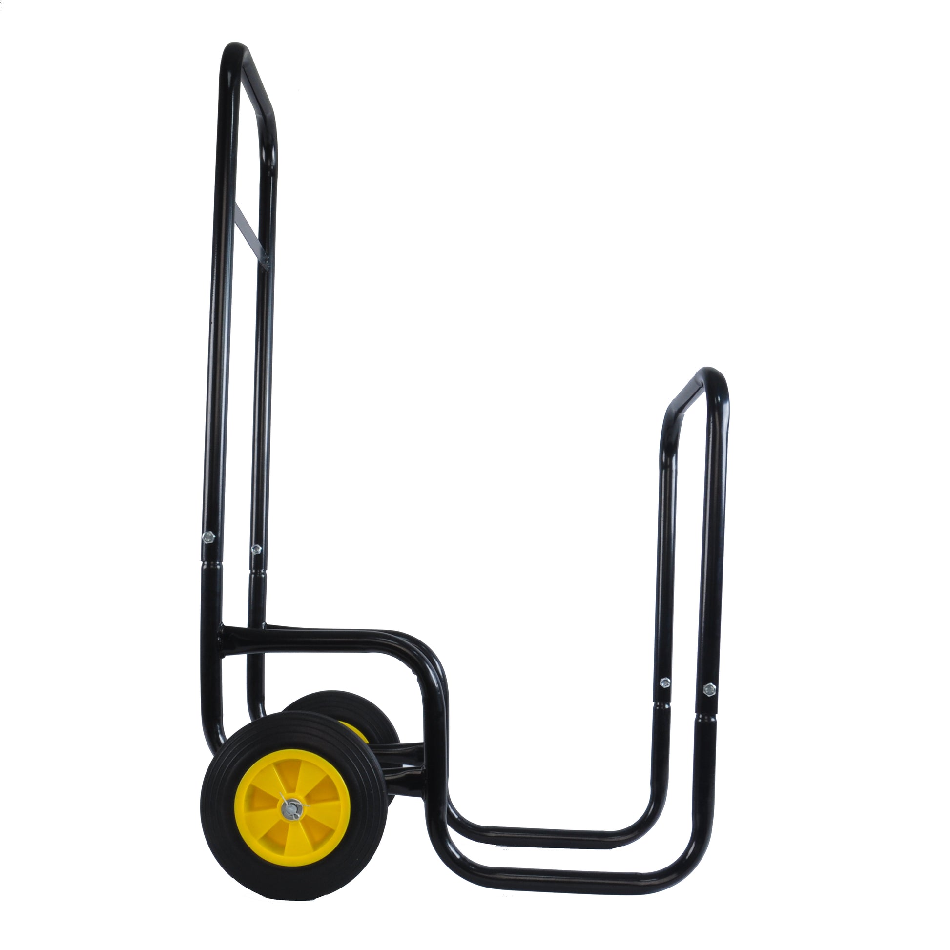 Firewood Log Cart Carrier Outdoor Or Indoor Black Steel Wood Rack Storage Mover Rolling Wheeled Metal Dolly Hauler Wood Moving Equipment Black Iron