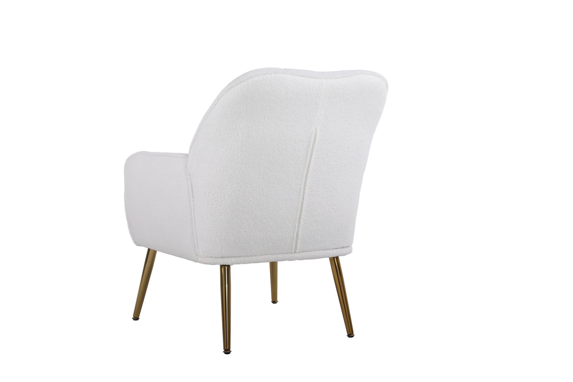 Modern Soft White Teddy Fabric Ivory Ergonomics Accent Chair Living Room Chair Bedroom Chair Home Chair With Gold Legs And Adjustable Legs For Indoor Home Off White Foam Faux Fur