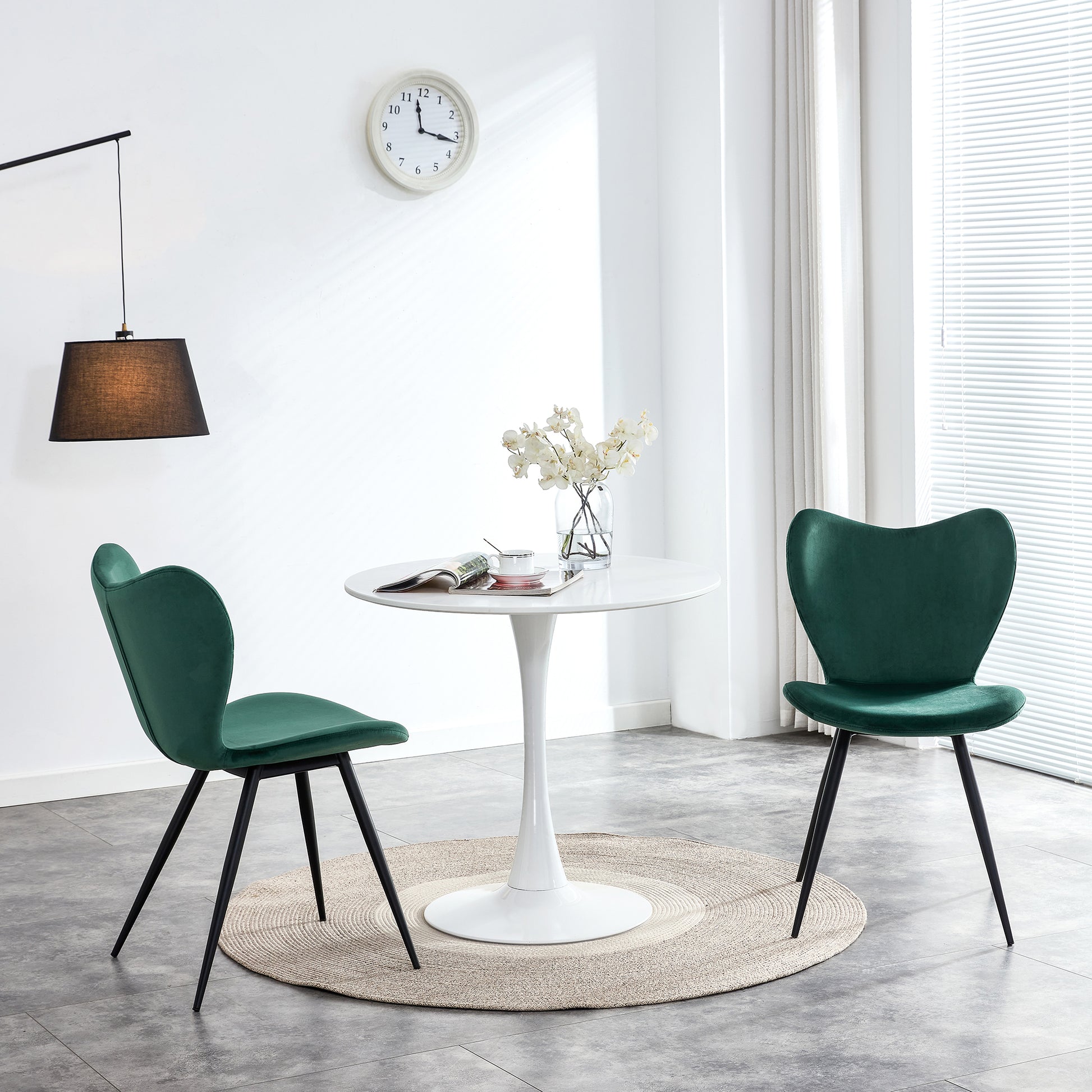 Dining Chairs Set Of 2, Dark Green Velvet Chair Modern Kitchen Chair With Metal Leg Dark Green Velvet