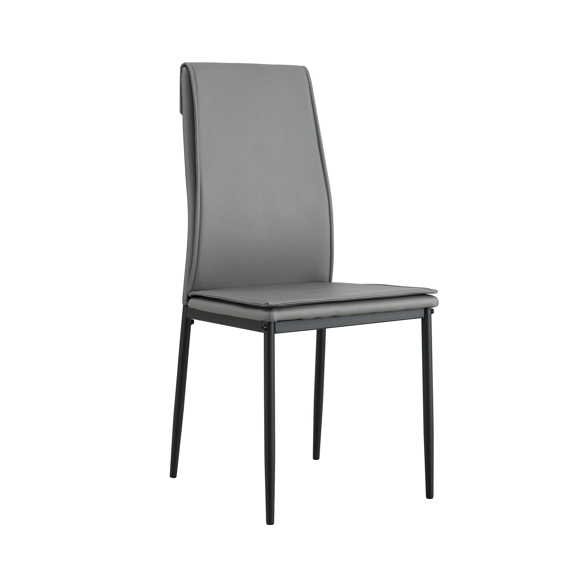 Dining Chairs Set Of 4, Grey Modern Kitchen Chair With Metal Leg Grey Leather