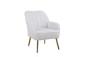 Modern Soft White Teddy Fabric Ivory Ergonomics Accent Chair Living Room Chair Bedroom Chair Home Chair With Gold Legs And Adjustable Legs For Indoor Home Off White Foam Faux Fur