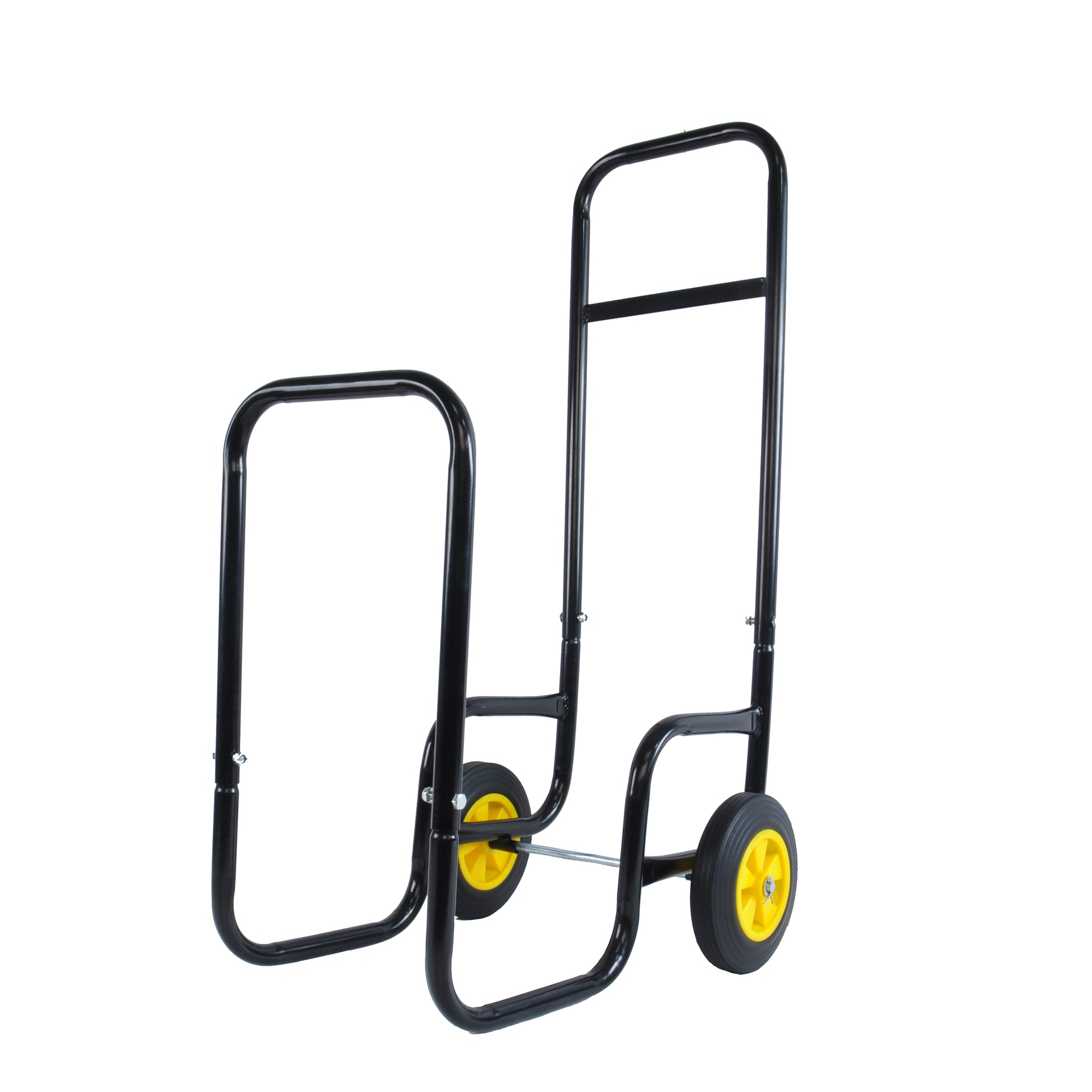 Firewood Log Cart Carrier Outdoor Or Indoor Black Steel Wood Rack Storage Mover Rolling Wheeled Metal Dolly Hauler Wood Moving Equipment Black Iron