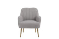 Modern Mid Century Chair Tufted Sherpa Armchair For Living Room Bedroom Office Easy Assemble Grey Foam Faux Fur