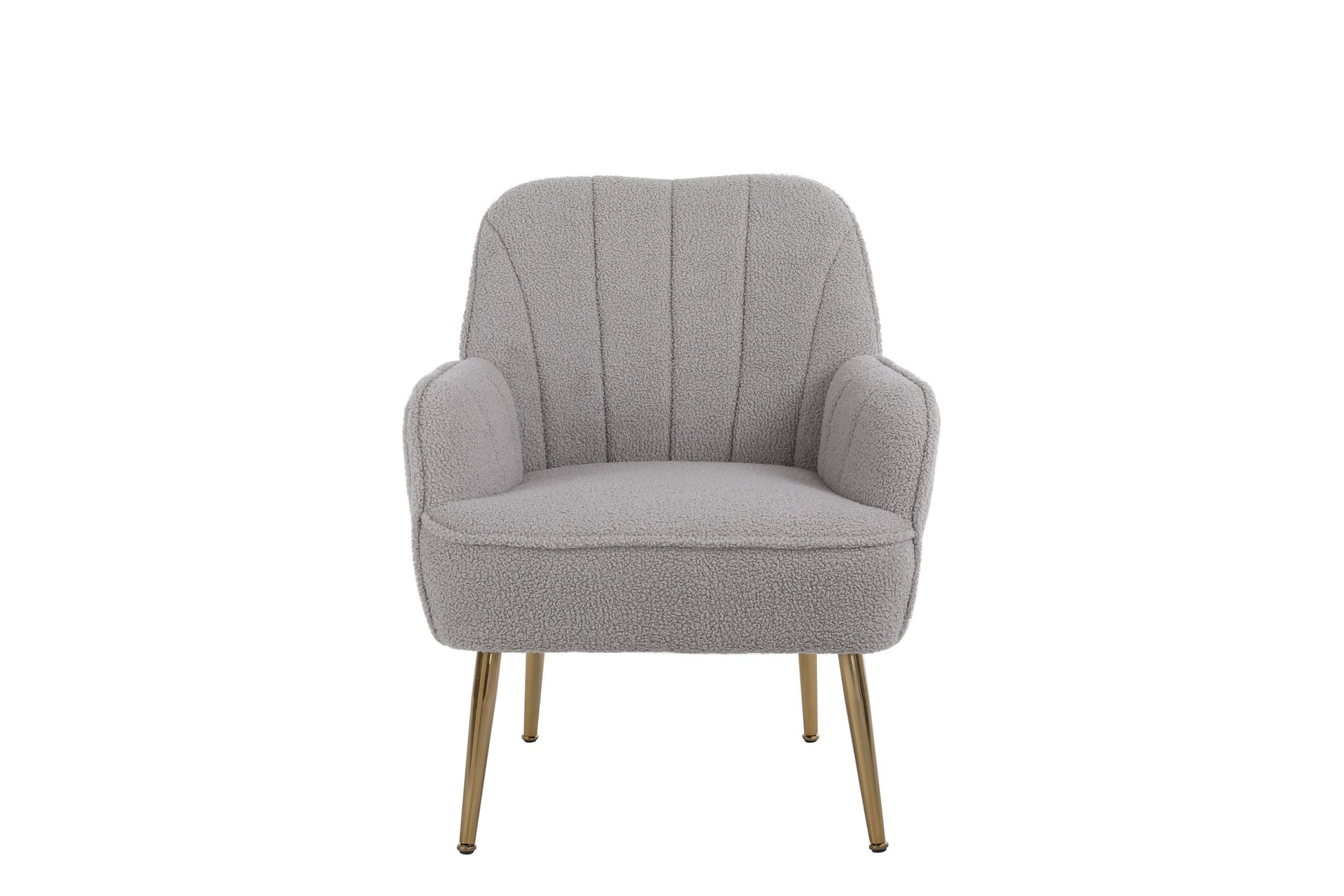 Modern Mid Century Chair Tufted Sherpa Armchair For Living Room Bedroom Office Easy Assemble Grey Foam Faux Fur