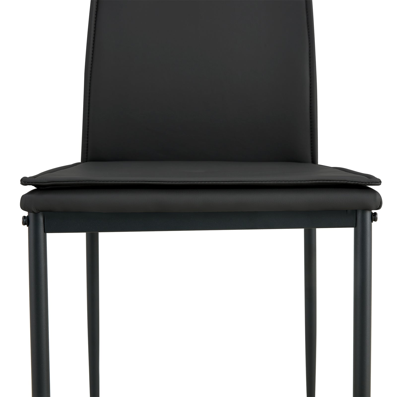 5 Pieces Dining Table Set For 4,Kitchen Room Tempered Glass Dining Table ,4 Faux Leather Chairs ,Black Black Leather