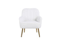 Modern Soft White Teddy Fabric Ivory Ergonomics Accent Chair Living Room Chair Bedroom Chair Home Chair With Gold Legs And Adjustable Legs For Indoor Home Off White Foam Faux Fur