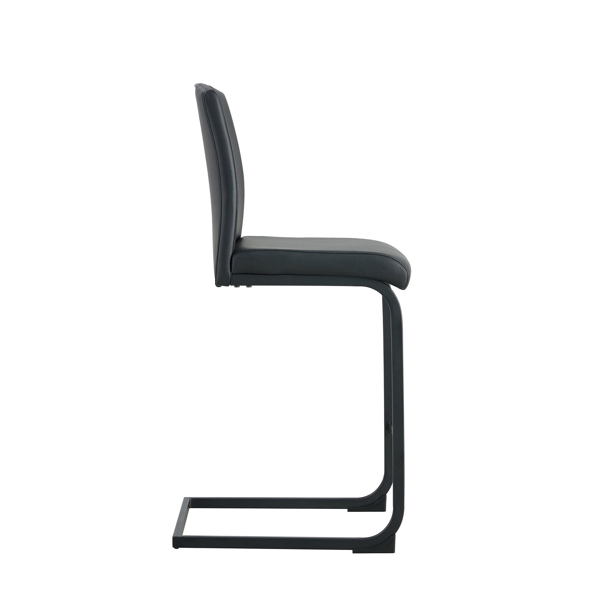 Black Pu Chair Barstool Dining Counter Height Chair Set Of 2 Black Pu