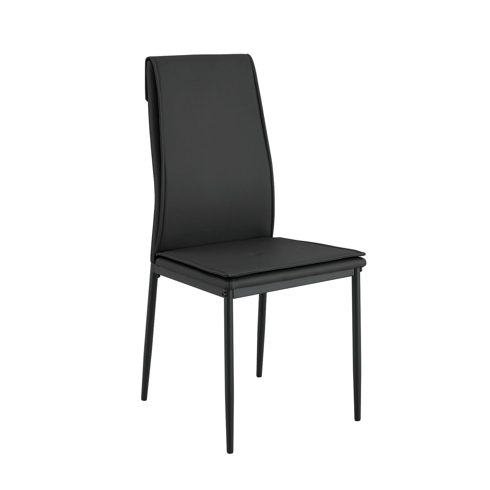 5 Pieces Dining Table Set For 4,Kitchen Room Tempered Glass Dining Table ,4 Faux Leather Chairs ,Black Black Leather