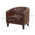 Coolmore Accent Barrel Chair Living Room Chair With S And Solid Wood Legs Brown Pu Leather Brown Solid Wood