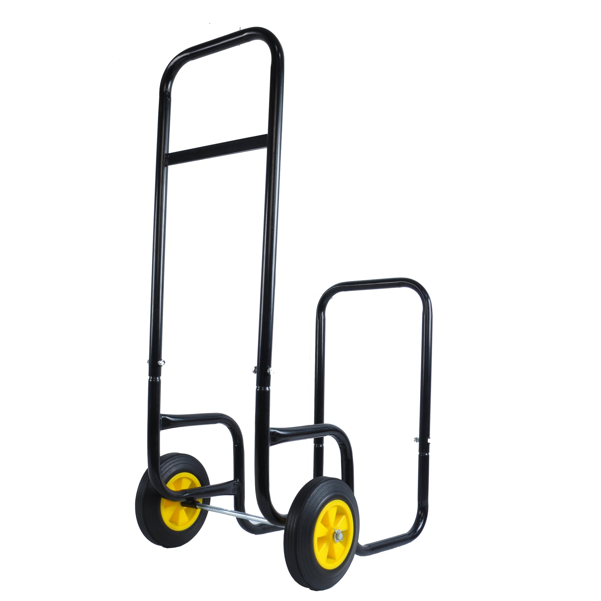 Firewood Log Cart Carrier Outdoor Or Indoor Black Steel Wood Rack Storage Mover Rolling Wheeled Metal Dolly Hauler Wood Moving Equipment Black Iron