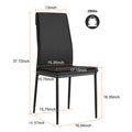 5 Pieces Dining Table Set For 4,Kitchen Room Tempered Glass Dining Table ,4 Faux Leather Chairs ,Black Black Leather