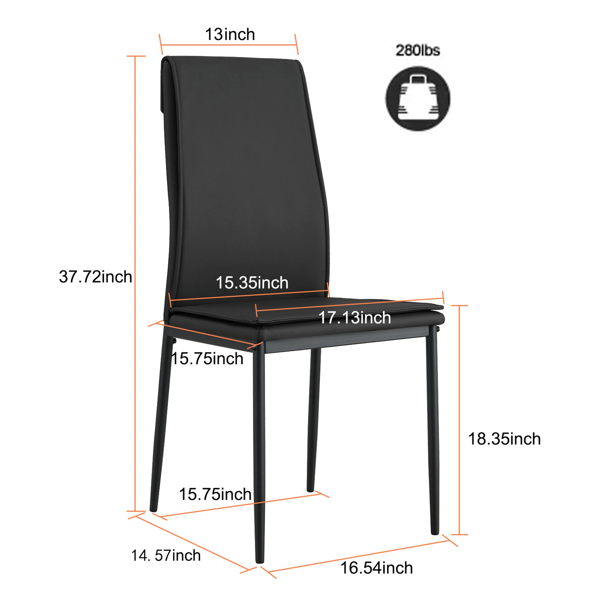 5 Pieces Dining Table Set For 4,Kitchen Room Tempered Glass Dining Table ,4 Faux Leather Chairs ,Black Black Leather