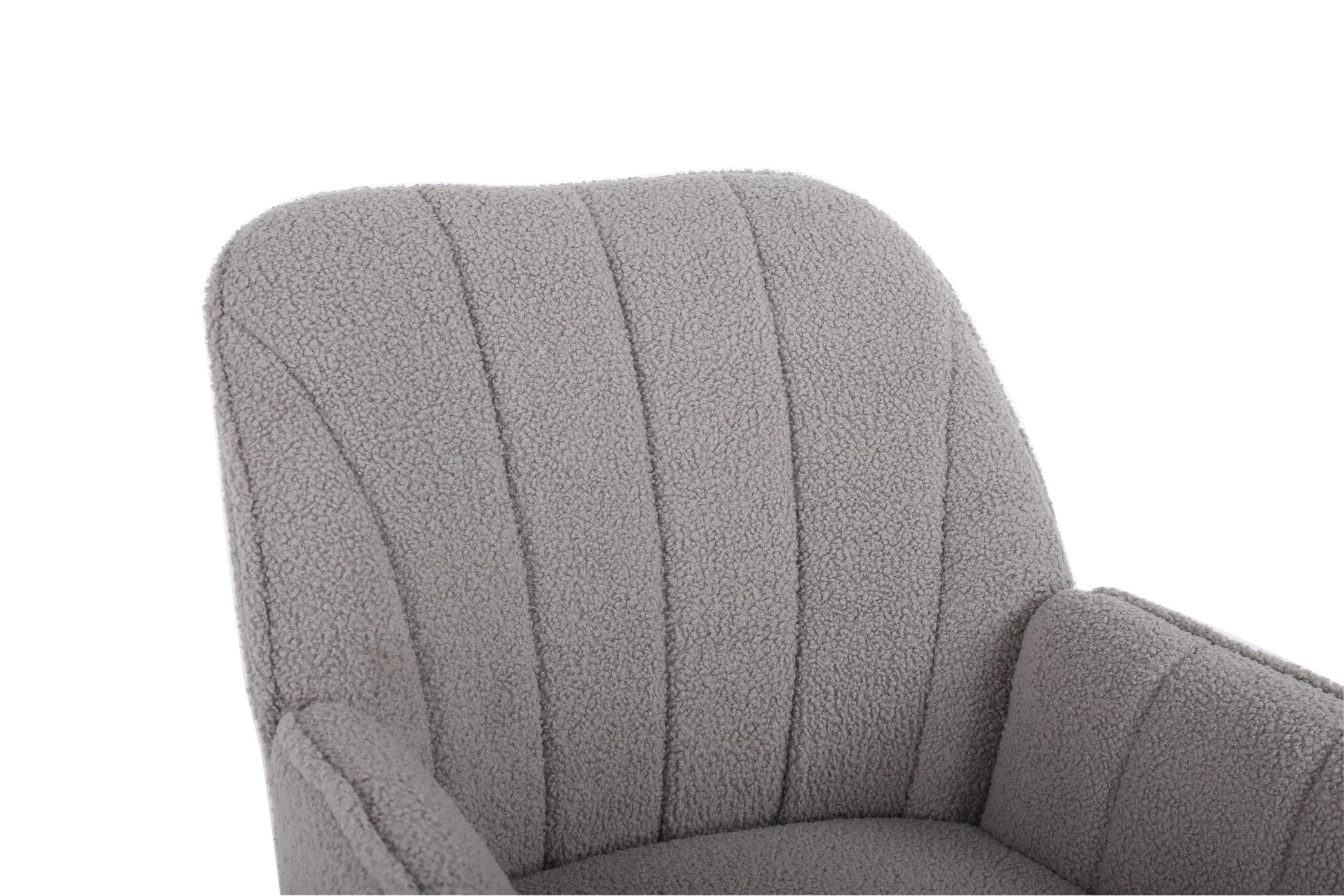 Modern Mid Century Chair Tufted Sherpa Armchair For Living Room Bedroom Office Easy Assemble Grey Foam Faux Fur