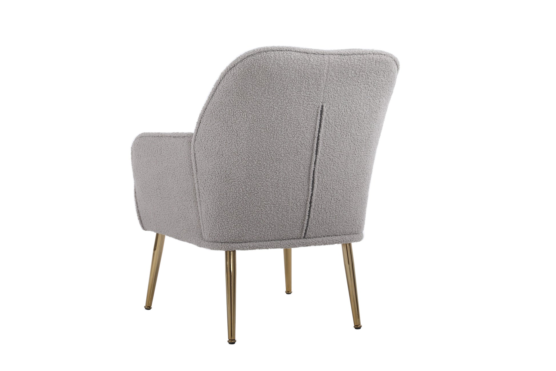 Modern Mid Century Chair Tufted Sherpa Armchair For Living Room Bedroom Office Easy Assemble Grey Foam Faux Fur