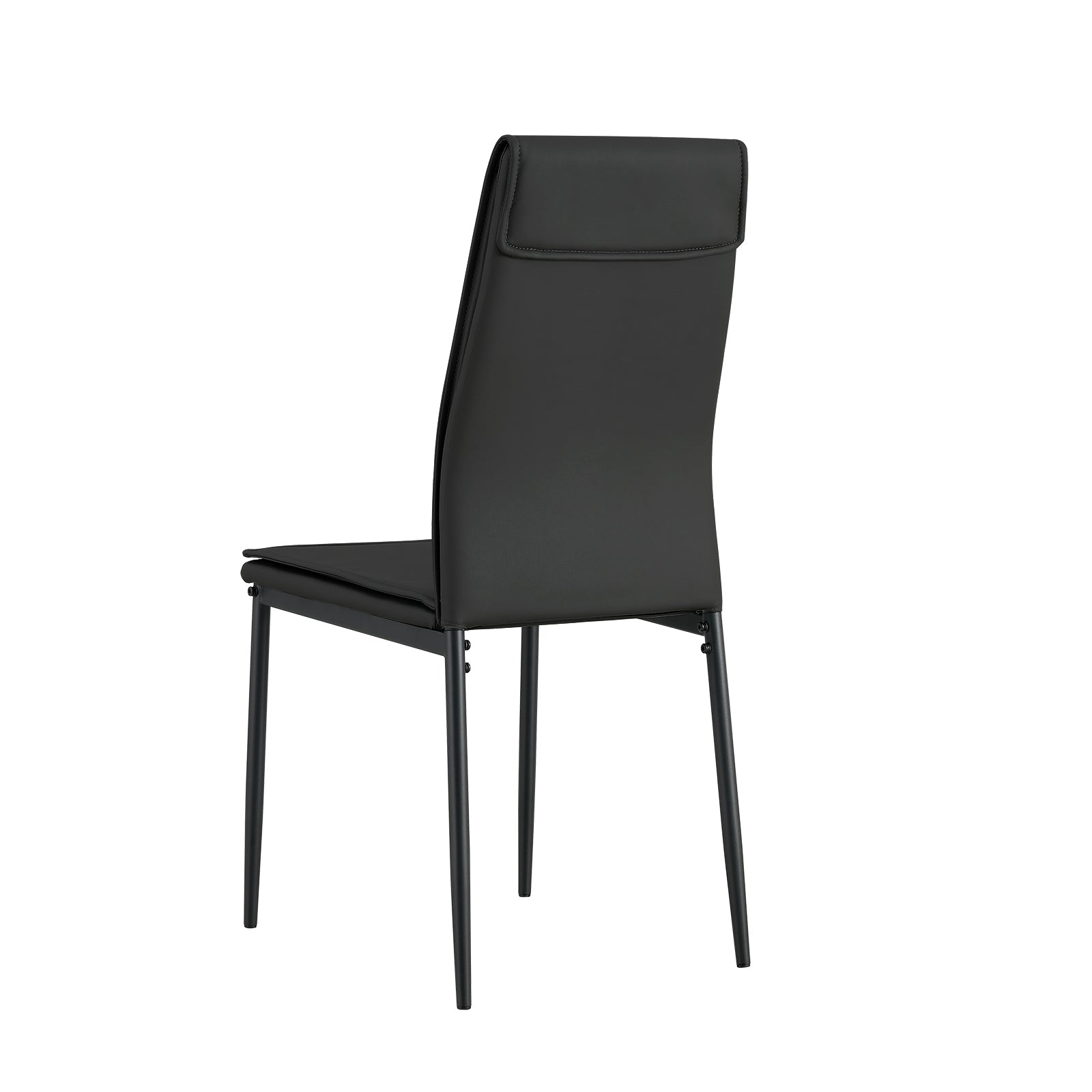 5 Pieces Dining Table Set For 4,Kitchen Room Tempered Glass Dining Table ,4 Faux Leather Chairs ,Black Black Leather