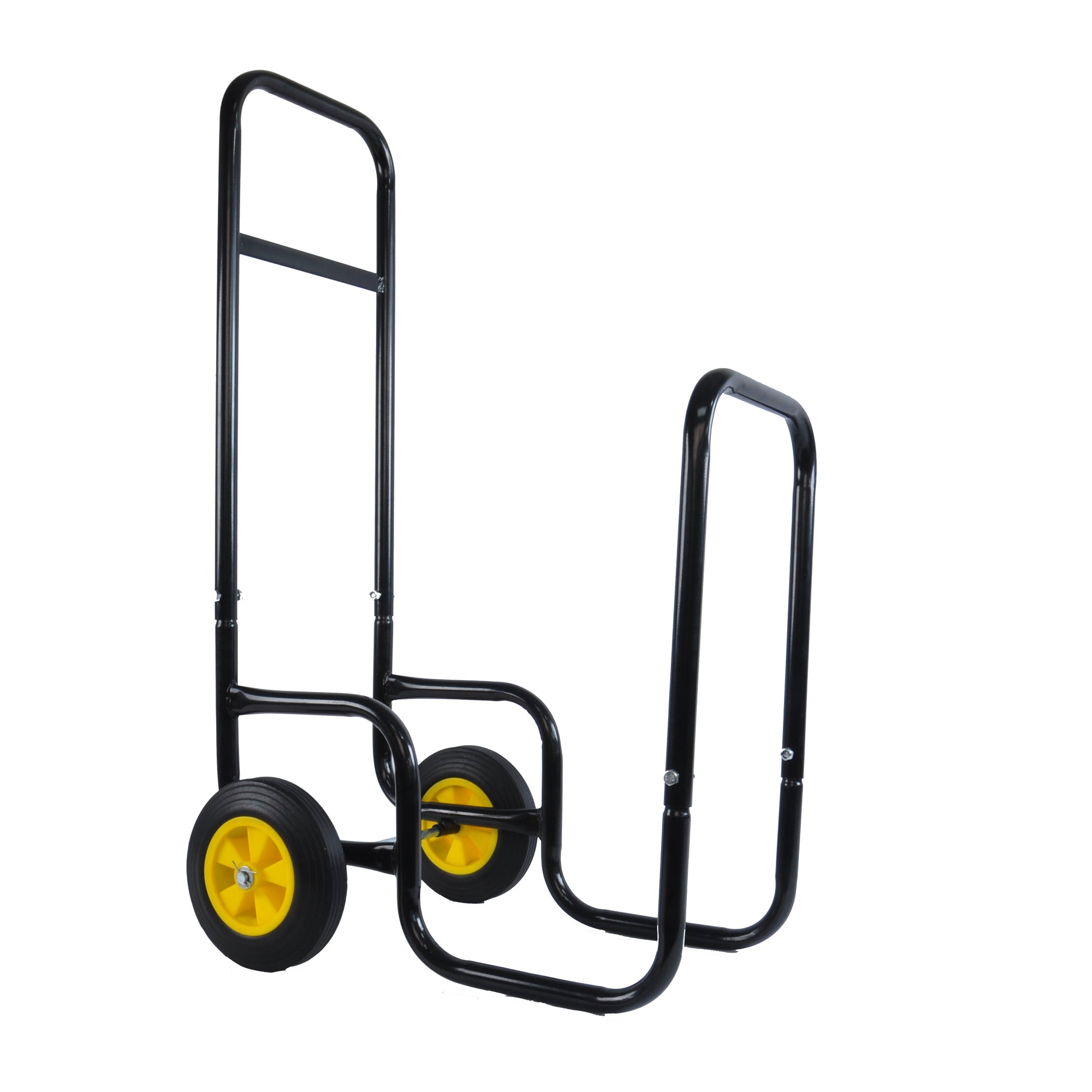 Firewood Log Cart Carrier Outdoor Or Indoor Black Steel Wood Rack Storage Mover Rolling Wheeled Metal Dolly Hauler Wood Moving Equipment Black Iron