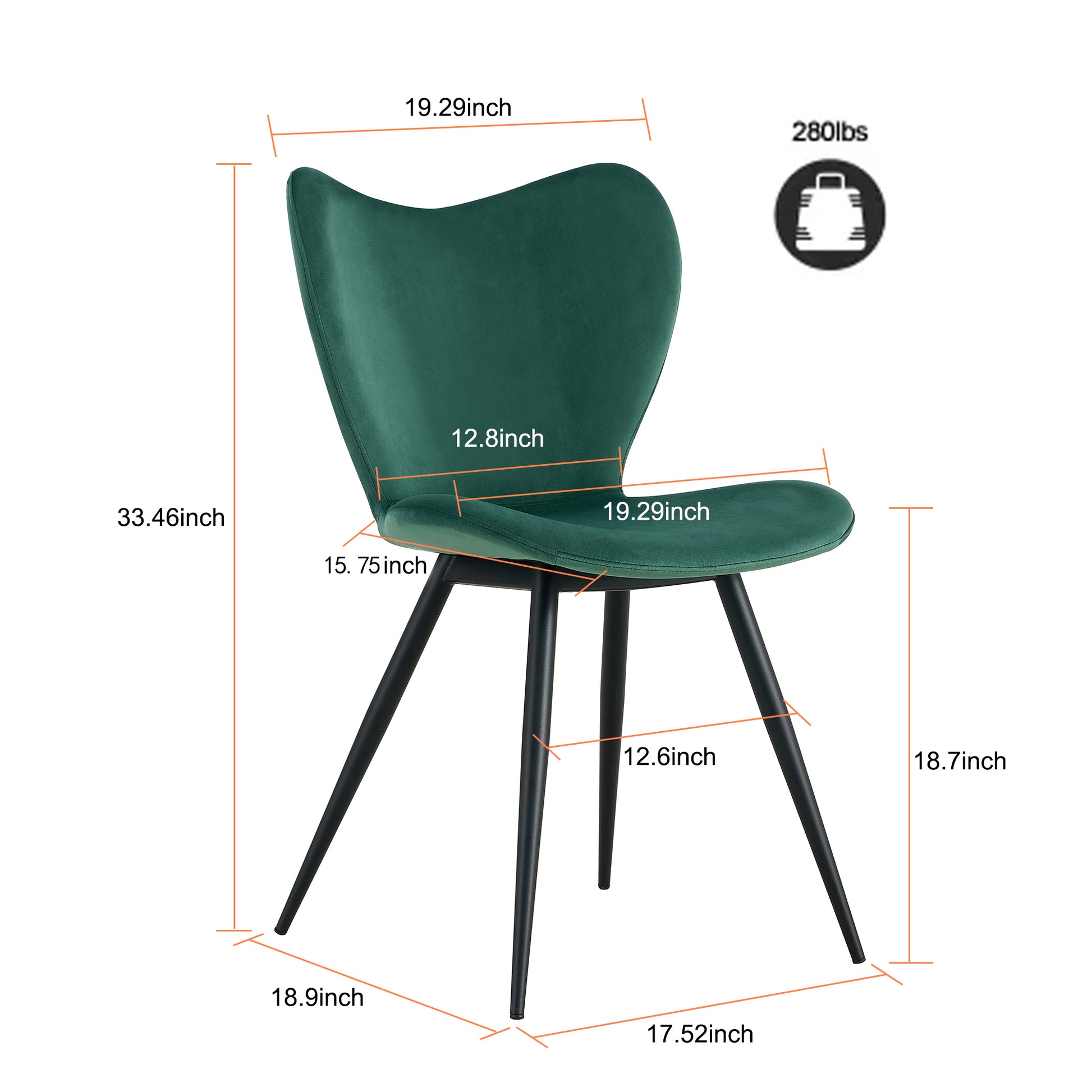 Dining Chairs Set Of 2, Dark Green Velvet Chair Modern Kitchen Chair With Metal Leg Dark Green Velvet