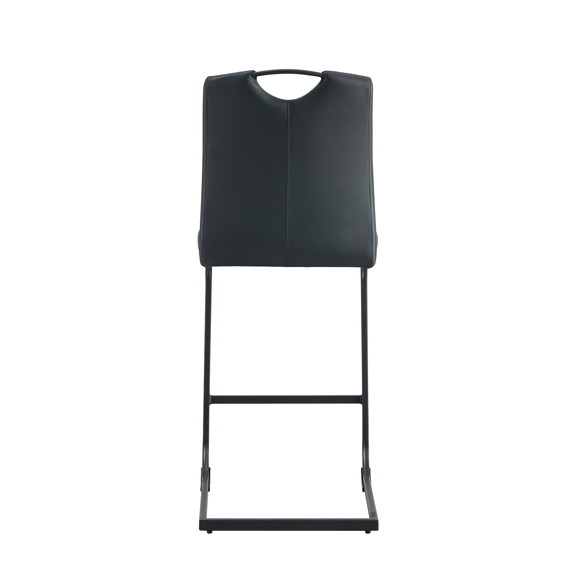Black Pu Chair Barstool Dining Counter Height Chair Set Of 2 Black Pu