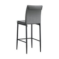 Grey Leather Barstool Dining Counter Height Chair Set Of 2 Grey Iron