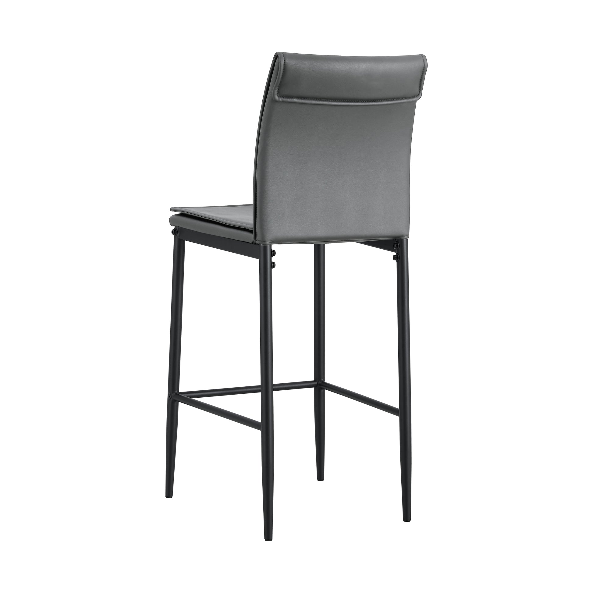 Grey Leather Barstool Dining Counter Height Chair Set Of 2 Grey Iron