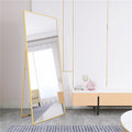 Wall Mounted Alloy Frame Full Length Mirror, Golden Golden Glass