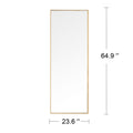 Wall Mounted Alloy Frame Full Length Mirror, Golden Golden Glass