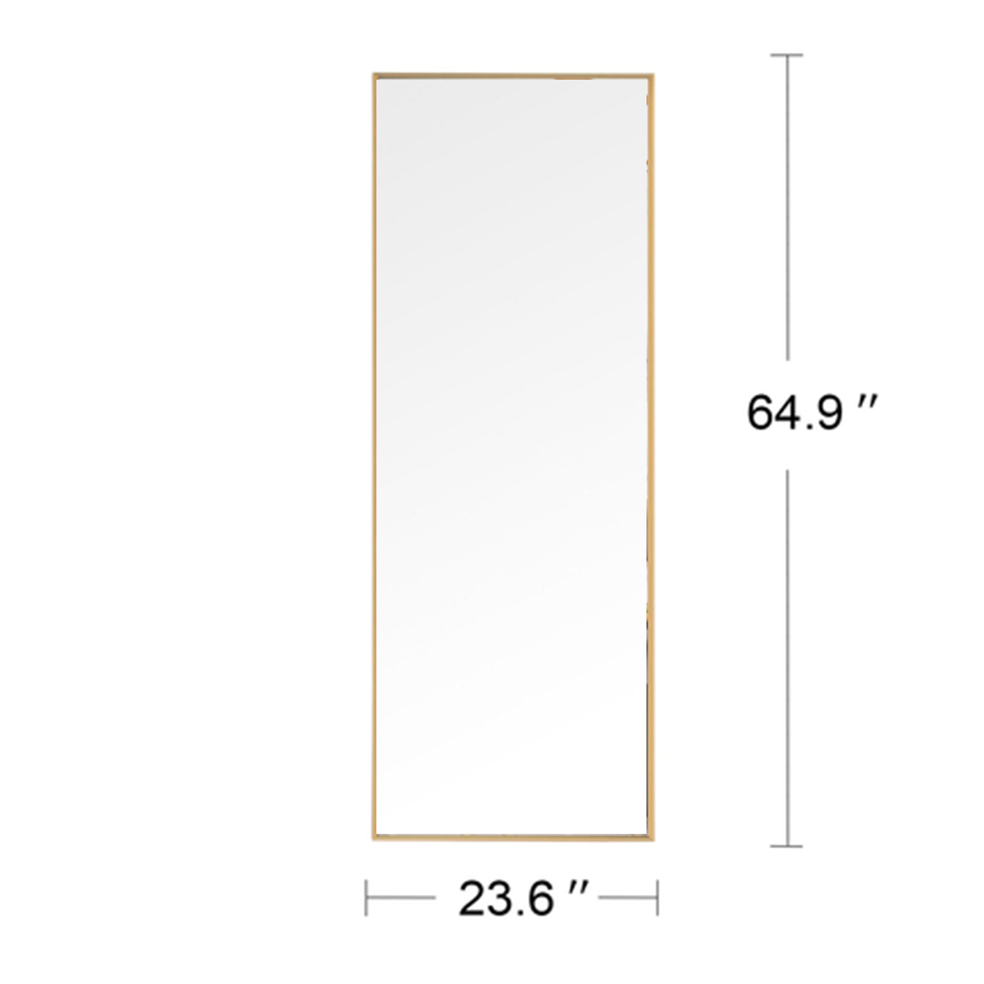 Wall Mounted Alloy Frame Full Length Mirror, Golden Golden Glass