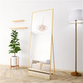 Wall Mounted Alloy Frame Full Length Mirror, Golden Golden Glass