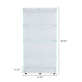 Lighted Two Door Glass Cabinet Glass Display Cabinet With 4 Shelves, White White Glass