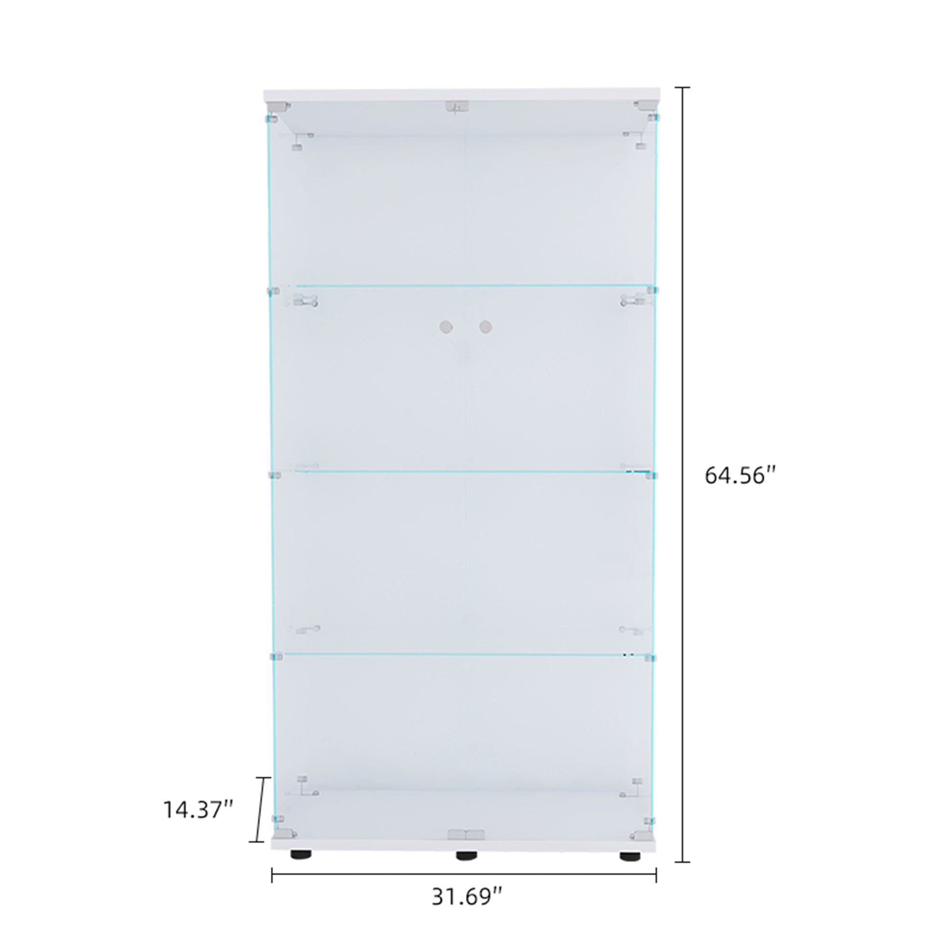 Two Door Glass Cabinet Glass Display Cabinet With 4 Shelves, White White Glass