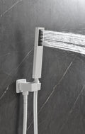 Shower System,Waterfall Rainfall Shower Head With Handheld, Shower Faucet Set For Bathroom Wall Mounted White Brass