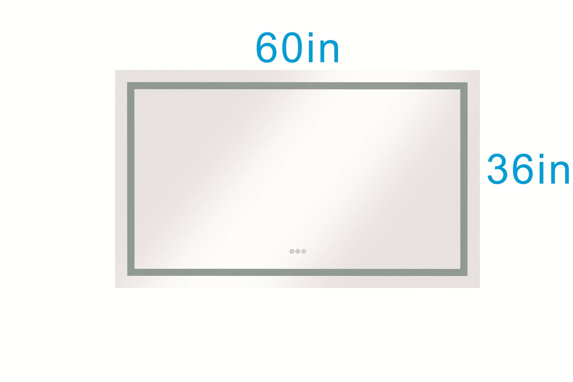 60*36 Led Lighted Bathroom Wall Mounted Mirror With High Lumen Anti Fog Separately Control Dimmer Function White Aluminium