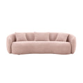 93.6'' Mid Century Modern Curved Living Room Sofa, 4 Seat Boucle Fabric Couch For Bedroom, Office, Apartment,Pink Baby Pink Boucle 3 Seat