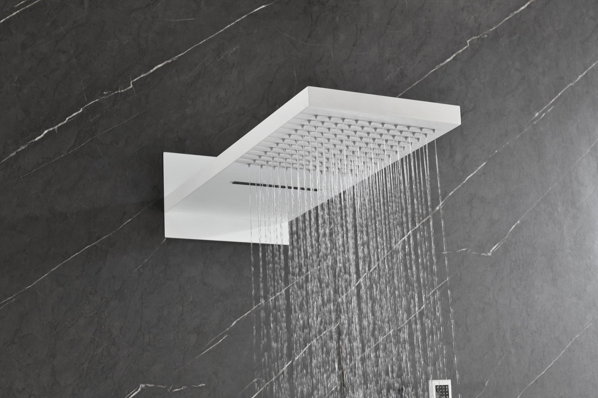 Shower System,Waterfall Rainfall Shower Head With Handheld, Shower Faucet Set For Bathroom Wall Mounted White Brass