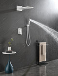 Shower System,Waterfall Rainfall Shower Head With Handheld, Shower Faucet Set For Bathroom Wall Mounted White Brass