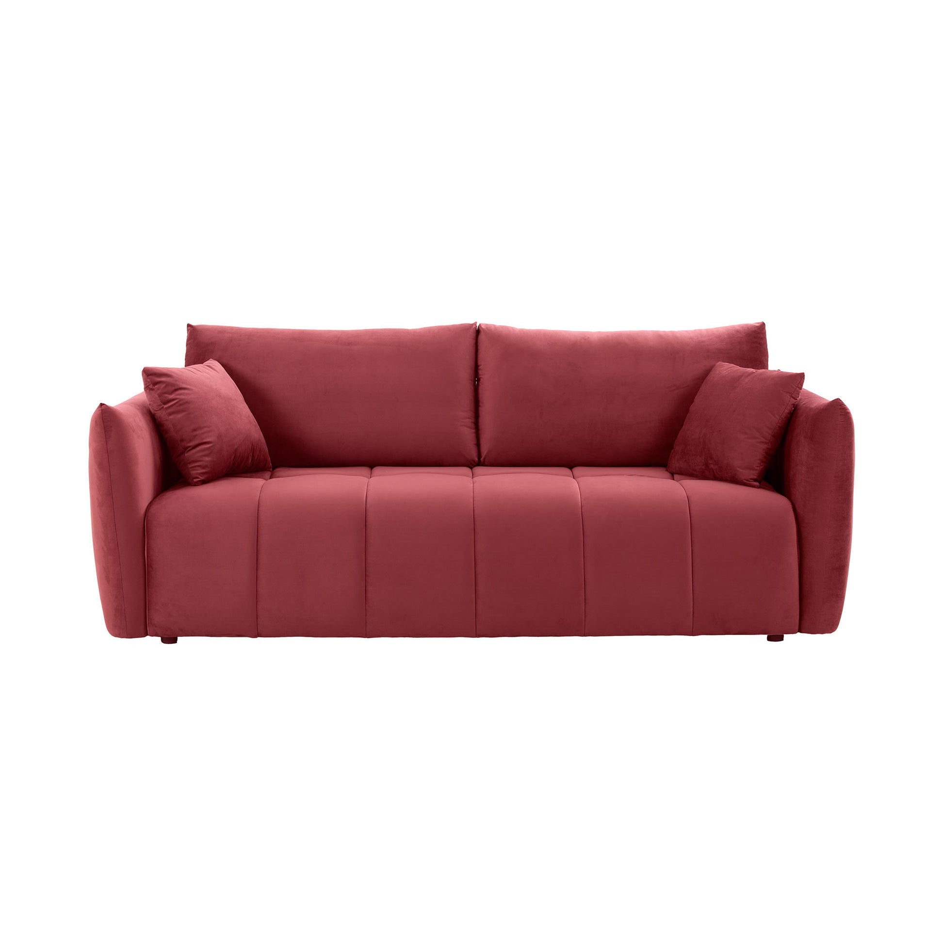 Sectional Sofa,3 Seater Sofa With 3 Pillows For Living Room,Velvet For Bedroom, Livingroom Wine Red Red Fabric