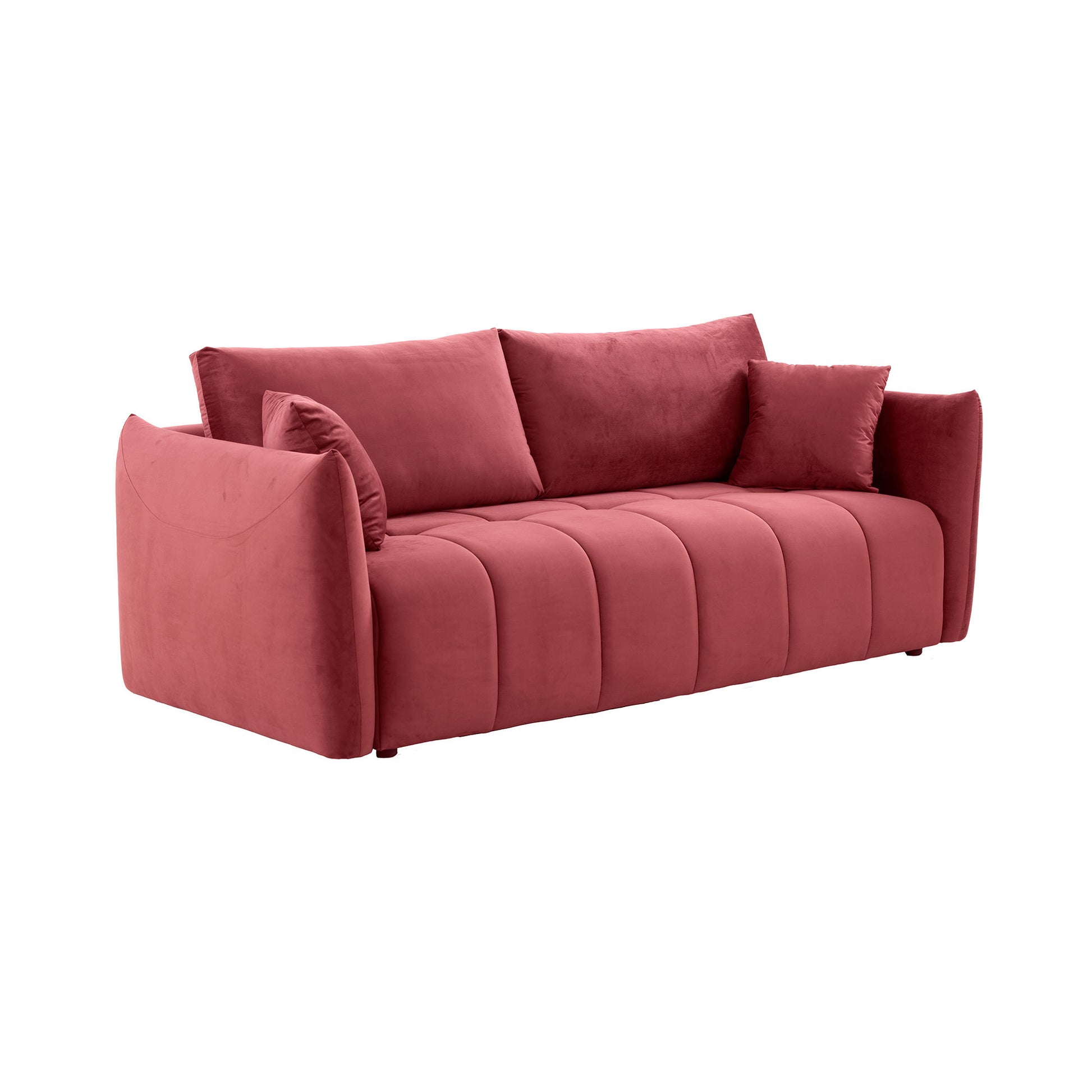 Sectional Sofa,3 Seater Sofa With 3 Pillows For Living Room,Velvet For Bedroom, Livingroom Wine Red Red Fabric