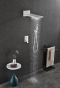 Shower System,Waterfall Rainfall Shower Head With Handheld, Shower Faucet Set For Bathroom Wall Mounted White Brass