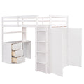 Twin Size Loft Bed With Drawers,Desk,And Wardrobe White White Solid Wood