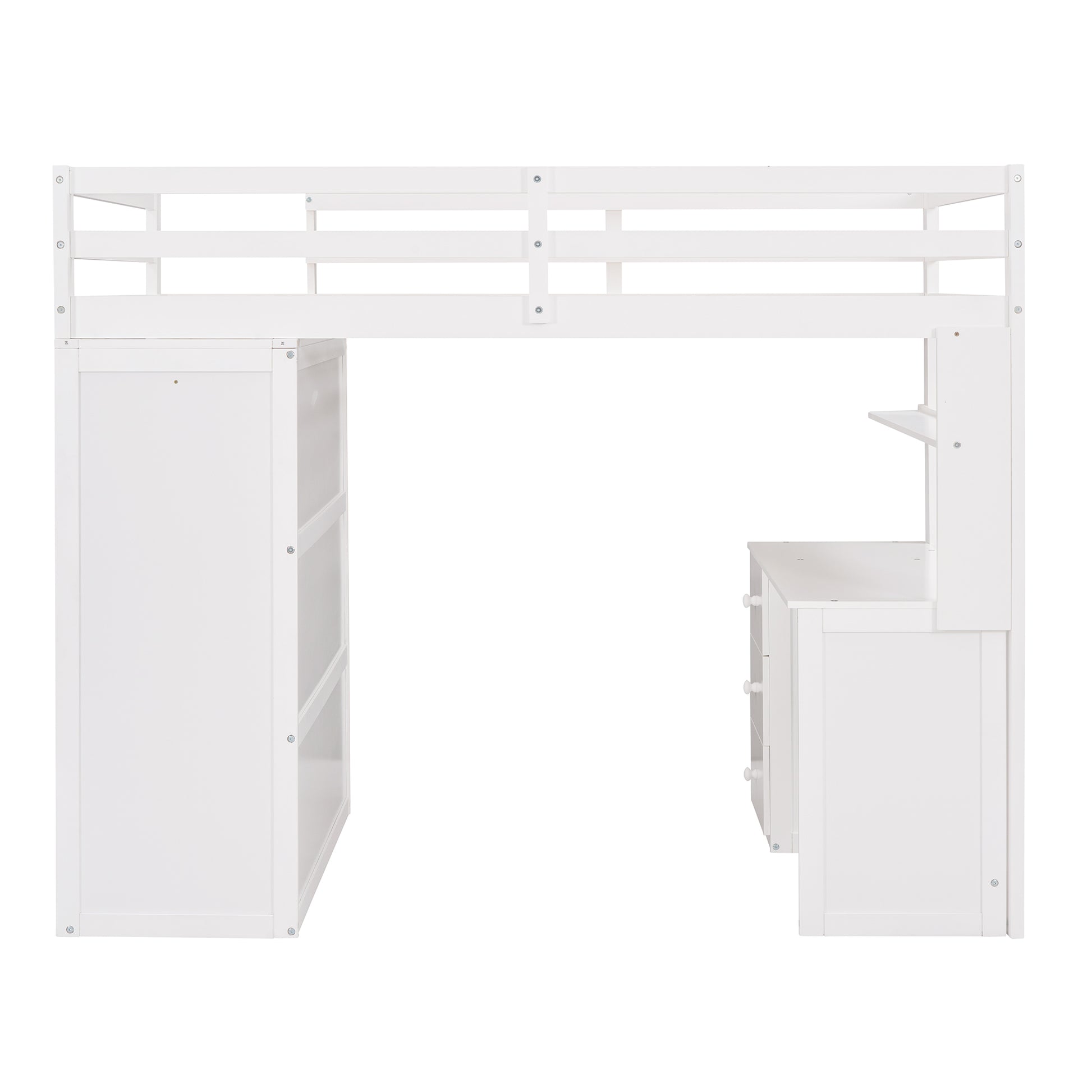 Twin Size Loft Bed With Drawers,Desk,And Wardrobe White White Solid Wood