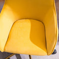 Modern Velvet Fabric Material Adjustable Height 360 Revolving Home Office Chair With Gold Metal Legs And Universal Wheels For Indoor,Yellow Yellow Foam Velvet
