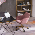 Modern Velvet Fabric Material Adjustable Height 360 Revolving Home Office Chair With Gold Metal Legs And Universal Wheels For Indoor,Pink Pink Foam Velvet