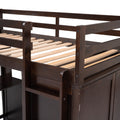 Twin Size Loft Bed With Drawers,Desk,And Wardrobe Espresso Espresso Solid Wood