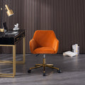 Modern Velvet Fabric Material Adjustable Height 360 Revolving Home Office Chair With Gold Metal Legs And Universal Wheels For Indoor,Orange Orange Foam Velvet