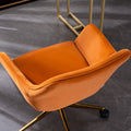 Modern Velvet Fabric Material Adjustable Height 360 Revolving Home Office Chair With Gold Metal Legs And Universal Wheels For Indoor,Orange Orange Foam Velvet