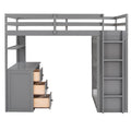 Twin Size Loft Bed With Drawers,Desk,And Wardrobe Gray Gray Solid Wood