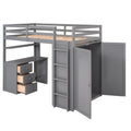 Twin Size Loft Bed With Drawers,Desk,And Wardrobe Gray Gray Solid Wood