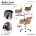 002 Velvet Fabric Adjustable Height 360 Revolving Home Office Chair With Gold Metal Legs And Universal Wheels For Indoor,Light Coffee Coffee Primary Living Space Foam Wipe Clean Modern Accent Chairs Foam Swivel Velvet